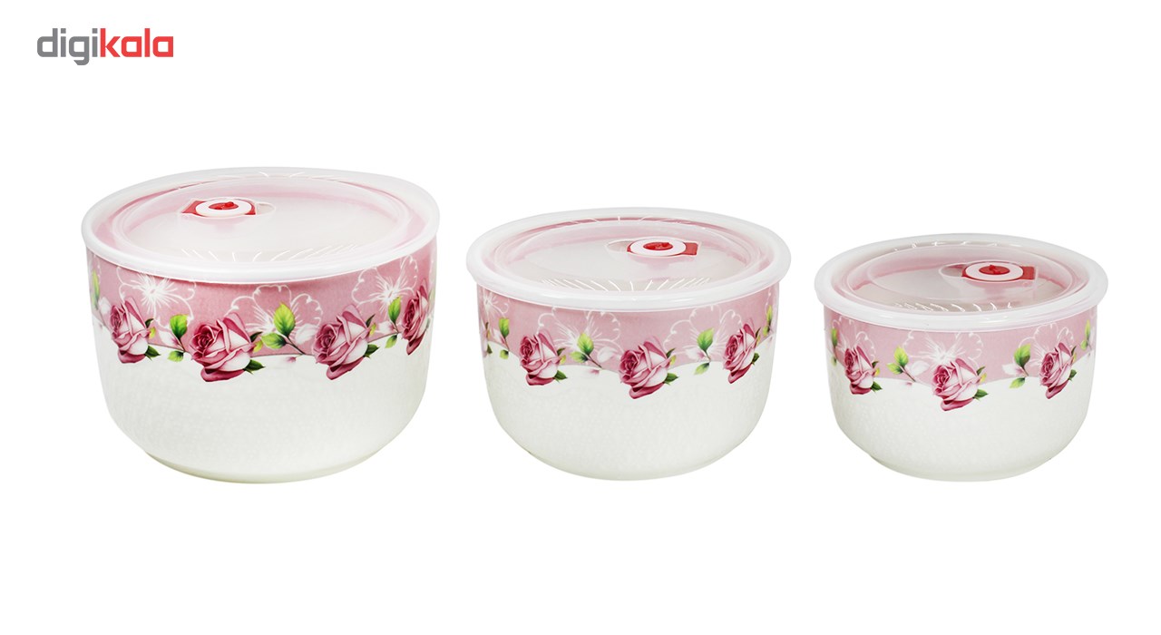 ظرف نگهداری غذا طرح Flower مدل L3-بسته 3 عددی