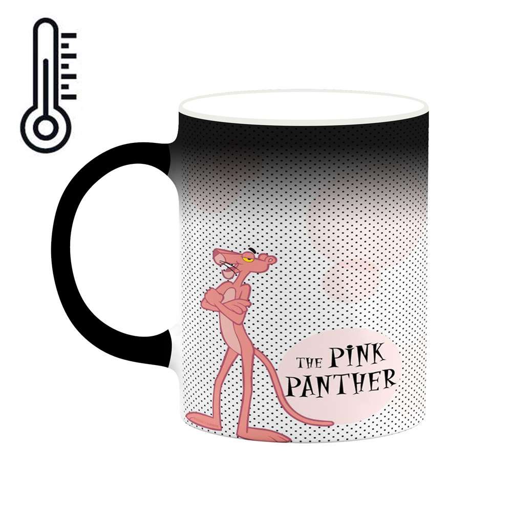 ماگ حرارتی کاکتی طرح کارتون پلنگ صورتی مدل mgh23523