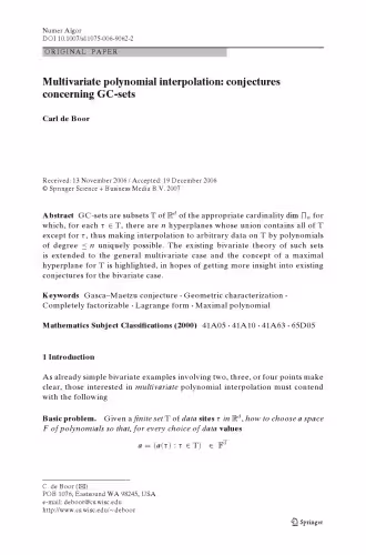 خرید و دانلود نسخه کامل کتاب Multivariate polynomial interpolation: conjectures concerning GC-sets