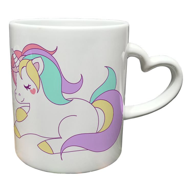 ماگ مدل دسته قلبی طرح یونیکورن کد 48