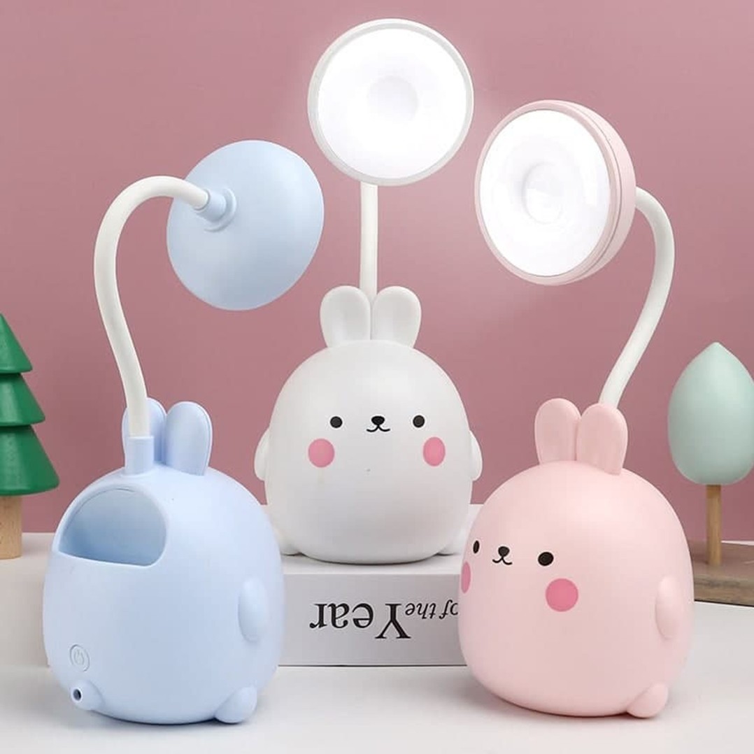 چراغ شارژی مطالعه و جاقلمی طرح مولانگ دارای دو رنگ سفید و ابی 