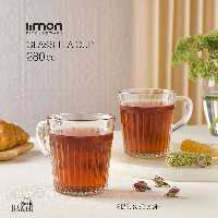لیوان دسته دار شیشه ای شیاردار لیمون کد 2281