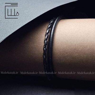 دستبند چرمی مدل بافت