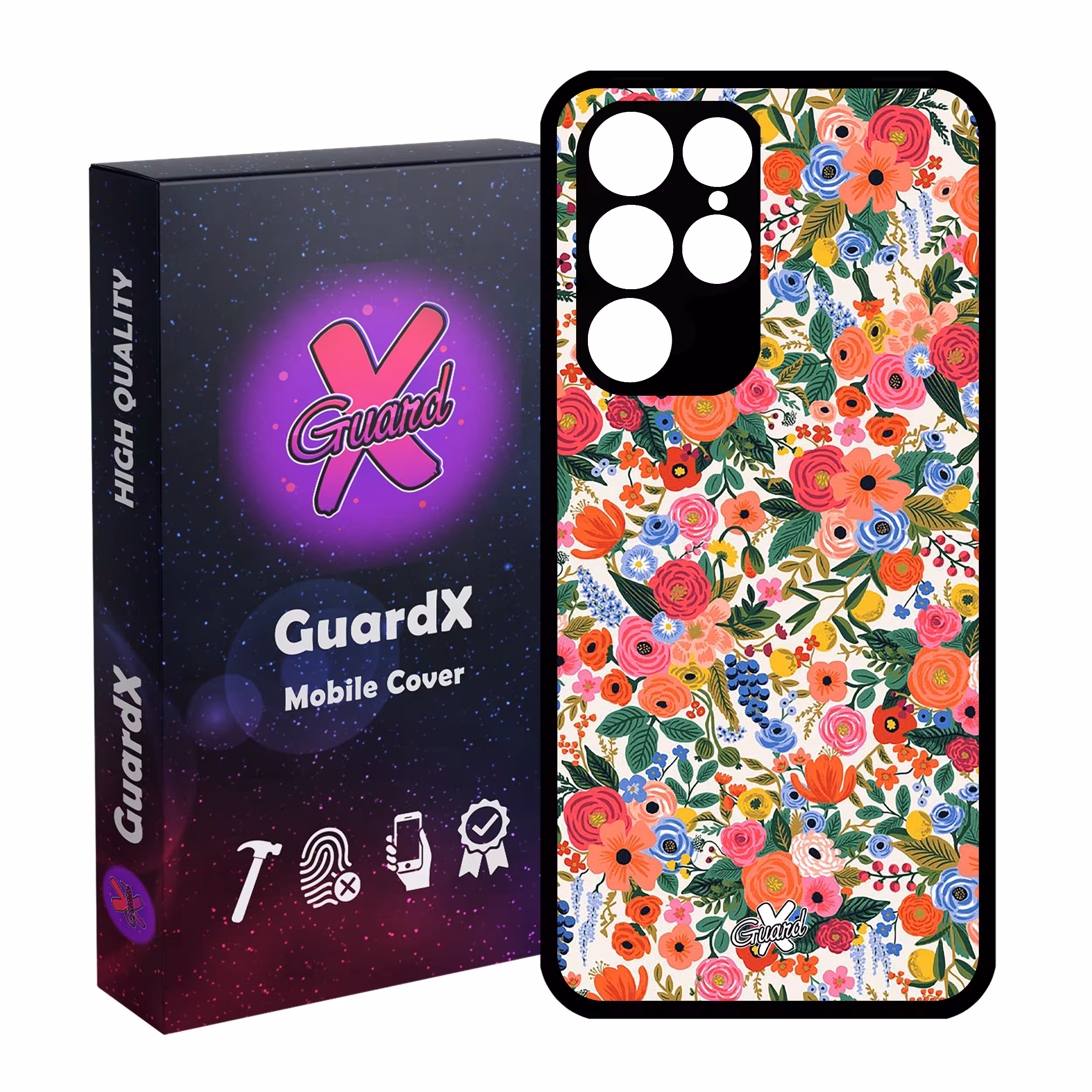 کاور گارد ایکس طرح گل مدل Glass10247 مناسب برای گوشی موبایل سامسونگ Galaxy S22 Ultra