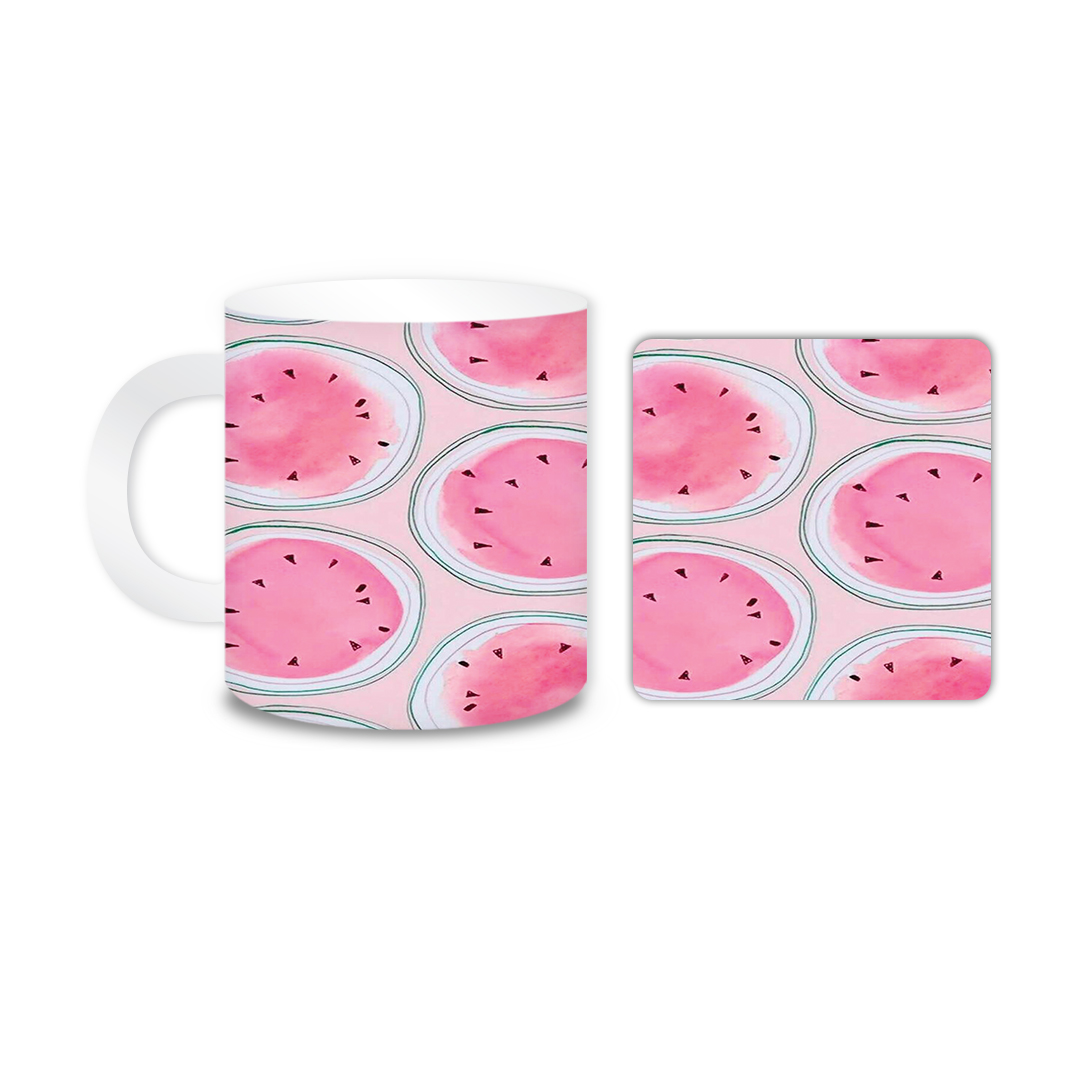 ماگ مدل هندونه کد 1534 به همراه زیر لیوانی