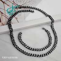 خرید ست گردنبند و دستبند استیل سیاه قلم کیفیت عالی کد 1815180 - ردگل