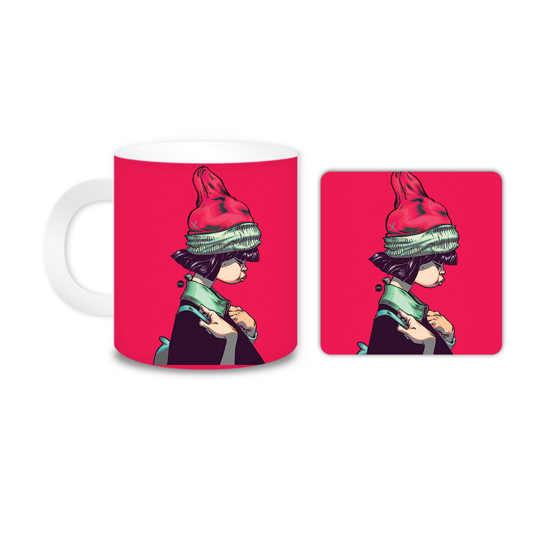 ماگ مدل دختر کد 127 به همراه زیر لیوانی