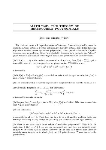 خرید و دانلود نسخه کامل کتاب Irreducible polynomials theory