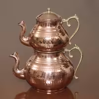 کتری و قوری مسی زنجان  (مدل ترک) برند اصلی (نظریان)
