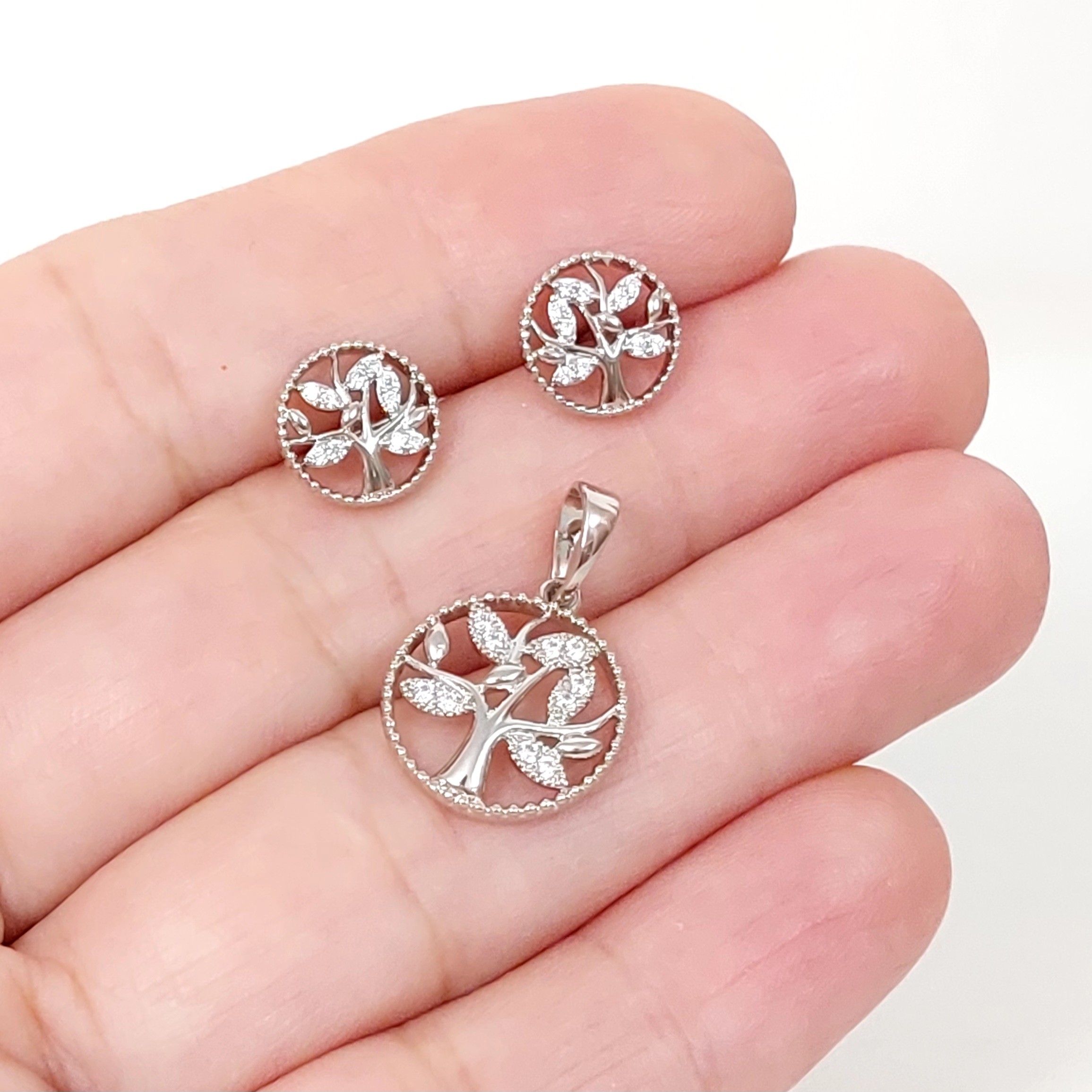 نیم ست ژوپینگ  طرح درخت زندگی نگیندار با آبکاری طلا و رنگ ثابت و ضد حساسیت 