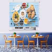 پرده زبرا زیو طرح صبحانه B2 سایز 100x200 سانتی متر