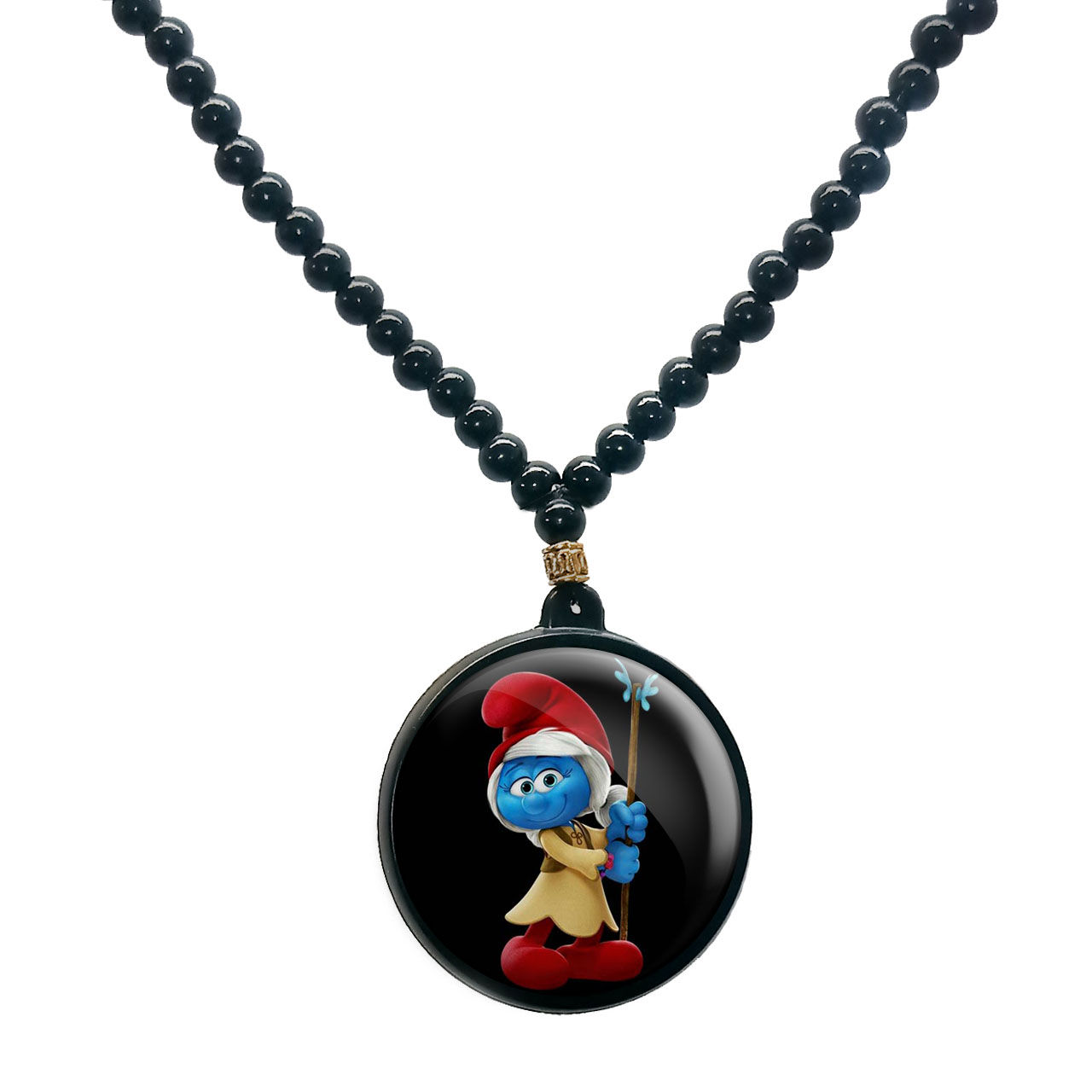 گردنبند پرمانه طرح اسمورف کد pmd.10528 مدل دو طرفه