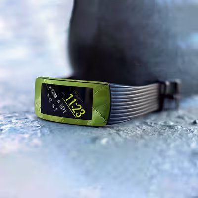برچسب ماهوت طرح Green-Crystal-Marble مناسب برای ساعت هوشمند سامسونگ Galaxy Gear Fit 2 Pro