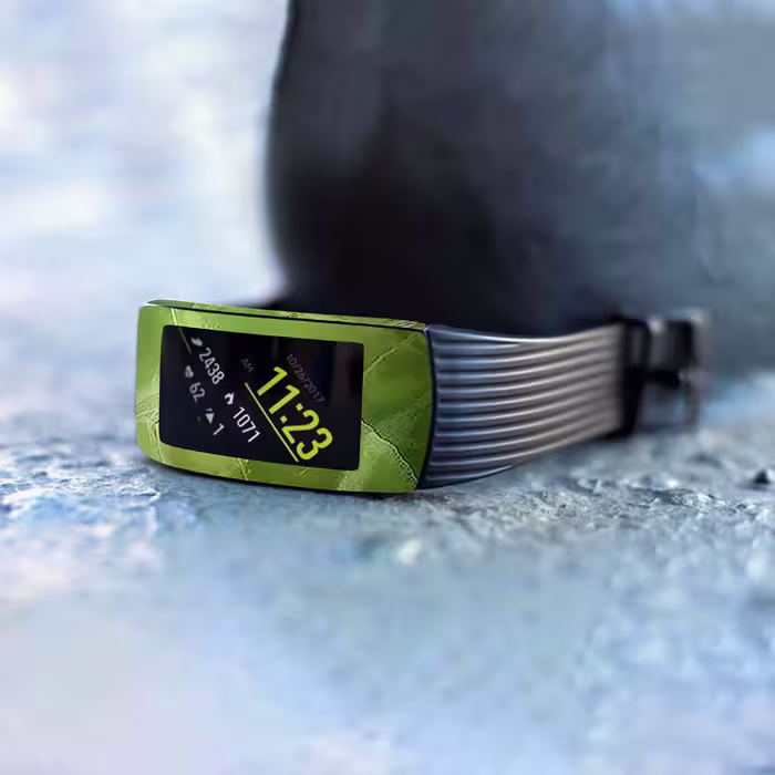 برچسب ماهوت طرح Green-Crystal-Marble مناسب برای ساعت هوشمند سامسونگ Galaxy Gear Fit 2 Pro