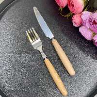 کارد و چنگال میوه دسته چوبی خارجی