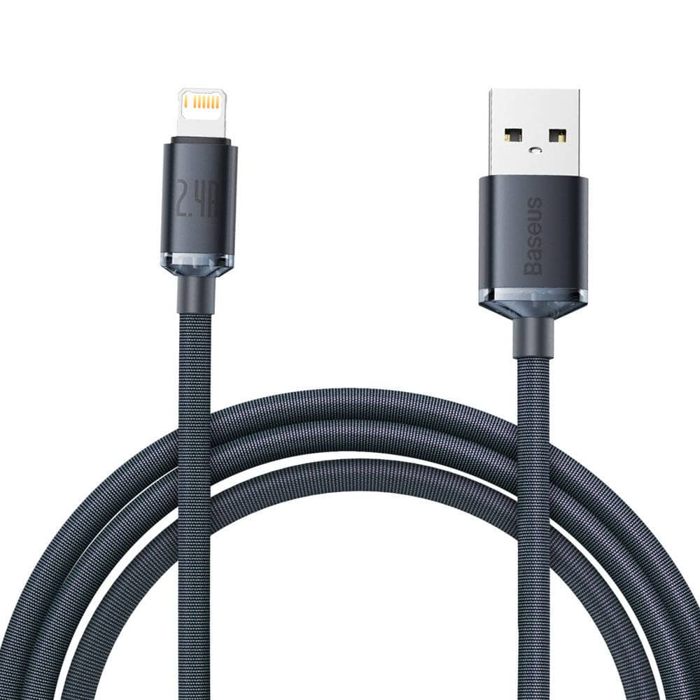 کابل لایتنینگ 2 متری بیسوس مدل Baseus crystal shine series fast charging data cable USB Type A to Lightning 2.4A 2m black CAJY000101