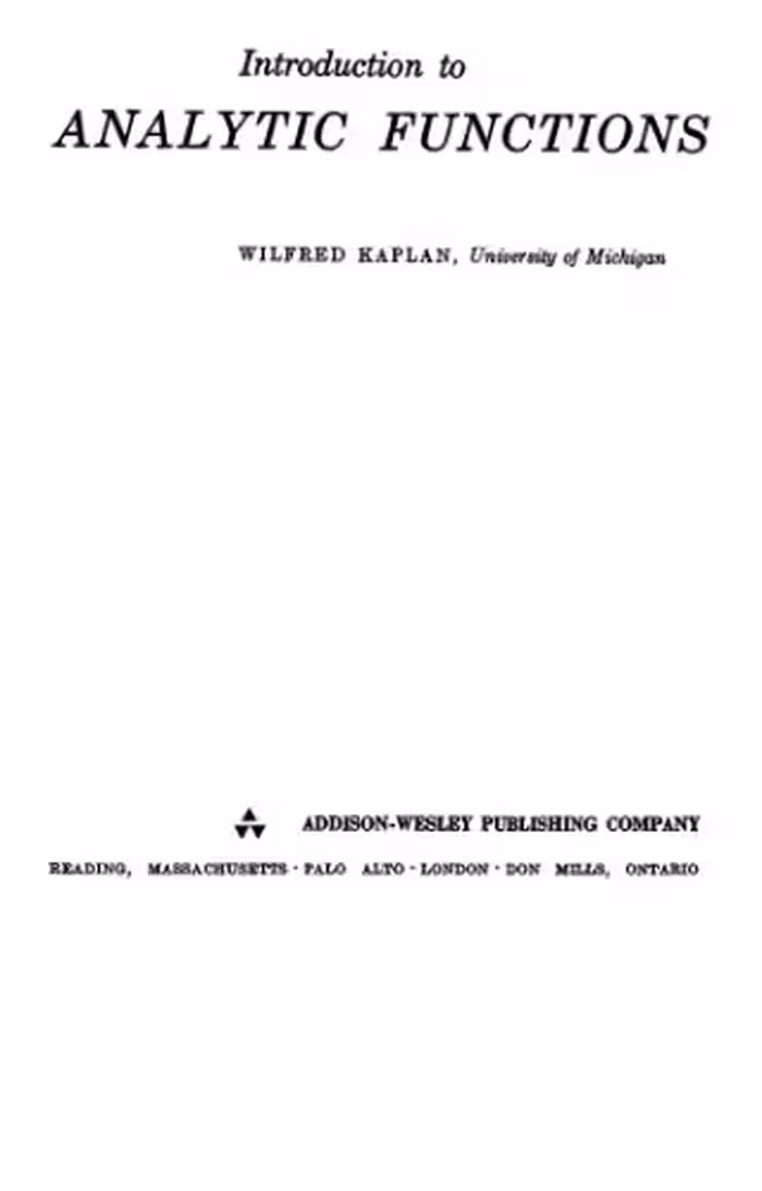 خرید و دانلود نسخه کامل کتاب Introduction to Analytic Functions (Addison-Wesley Series in Mathematics)