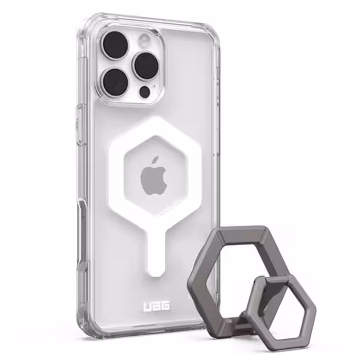 قاب اورجینال برند UAG مدل UAG Plyo MagSafe Ice White Case   Titanium Ring Stand مناسب برای Apple iPhone 16 Pro Max