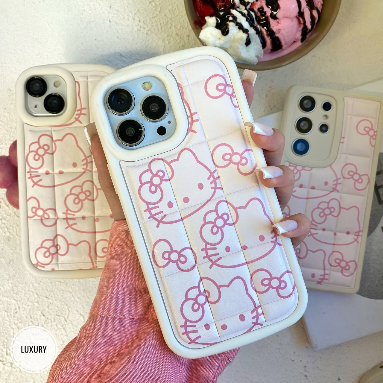 قاب گوشی هلوکیتی پافری پشت برجسته مناسب گوشی سامسونگ شیائومی آیفون