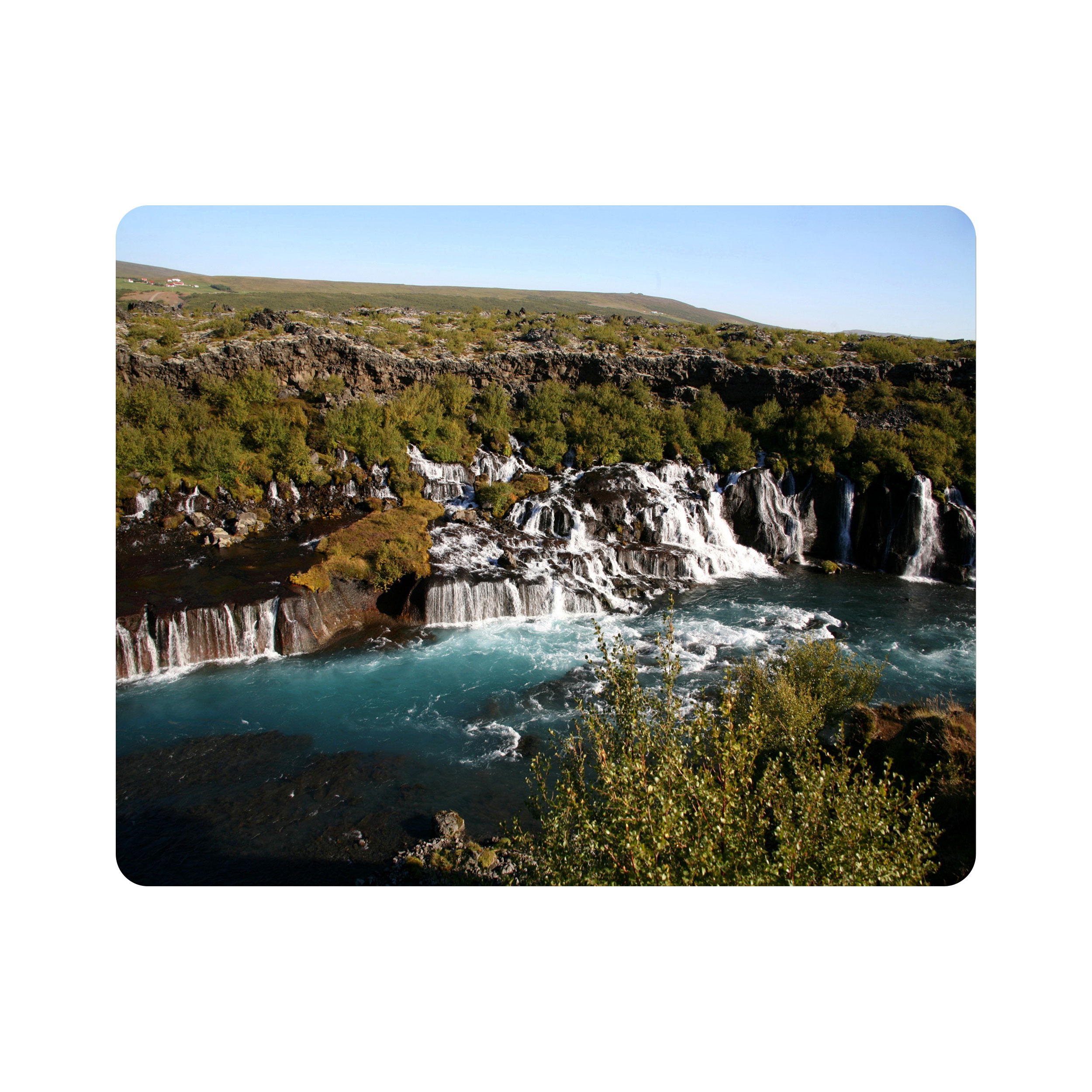 ماوس پد اطلس آبی طرح دریا و درخت و کوه مدل T7209