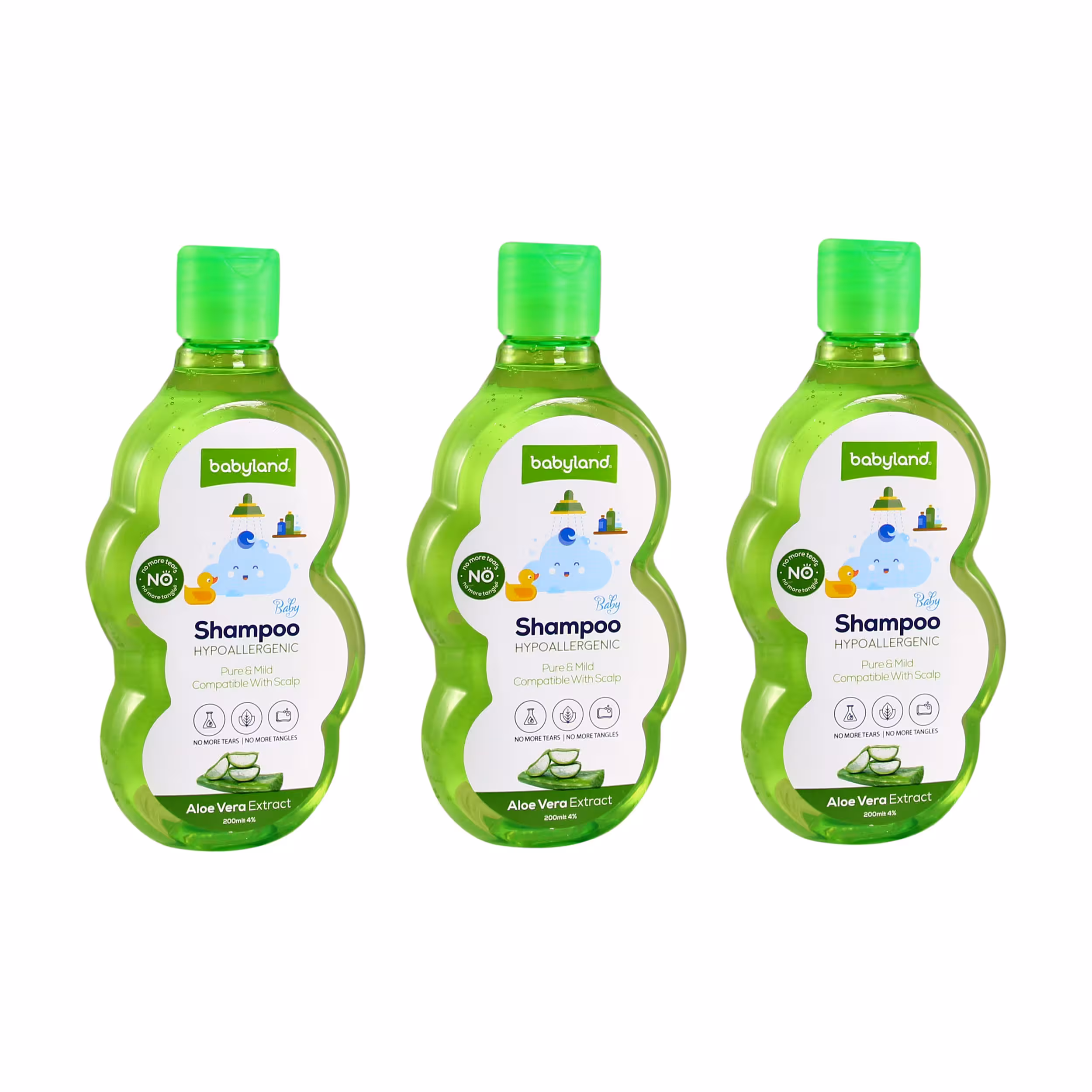 شامپو بچه بیبی لند مدل Aloe Vera Extract حجم 200 میلی لیتر بسته 3 عددی