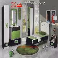 سرویس خواب نوجوان و جوان کد26 شامل تخت/پاتختی/دکور/ کمد/میز ارایش