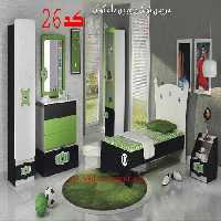 سرویس خواب نوجوان و جوان کد26 شامل تخت/پاتختی/دکور/ کمد/میز ارایش