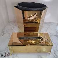 سطل و جای دستمال شش ضلعی استیل مدل سنجاقک