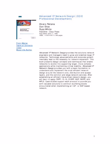 خرید و دانلود نسخه کامل کتاب Advanced IP Network Design (CCIE Professional Development)