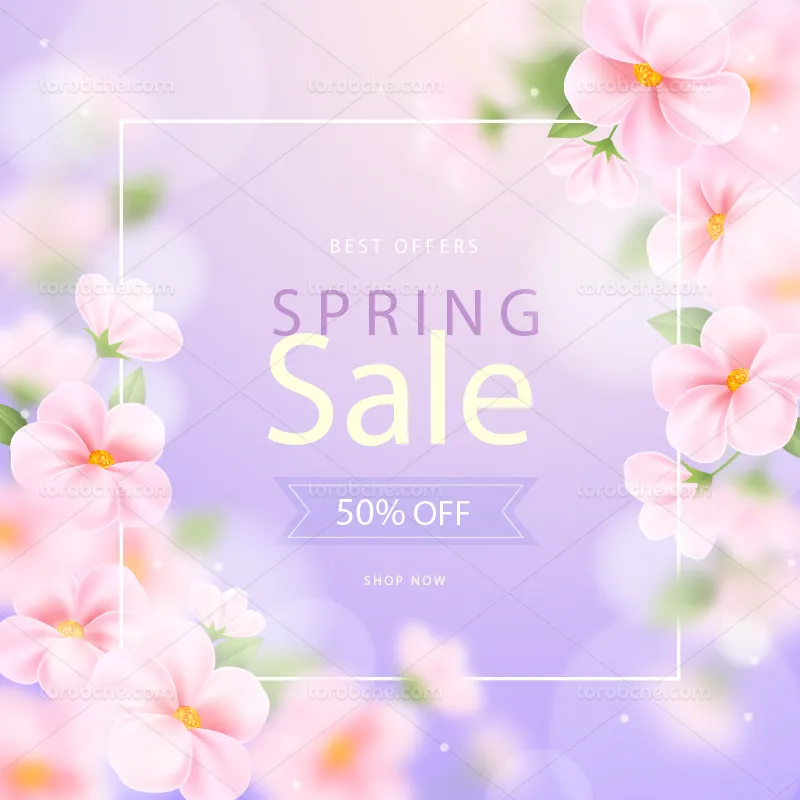 وکتور بنر فروش بهاری بنفش | گرافیک با طعم تربچه