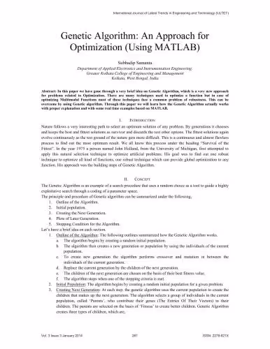 خرید و دانلود نسخه کامل کتاب Genetic Algorithm: An Approach for Optimization (Using MATLAB)