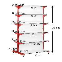 قفسه سوپری دو طرفه 6 طبقه 95x20 ارتفاع 190 - قفسه‌بندی وکیلی