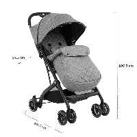 کالسکه کیکابو مسافرتی کابین سایز مدل میلی دسته چمدانی رنگ طوسی تیره با گرم کن پای کالسکه  kikkaboo miley / dark grey