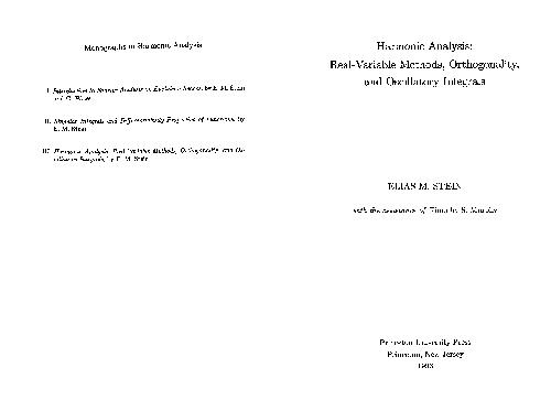 خرید و دانلود نسخه کامل کتاب Harmonic Analysis, Real Variable Methods Orthogonality &amp; Oscillatory Integrals. Stein
