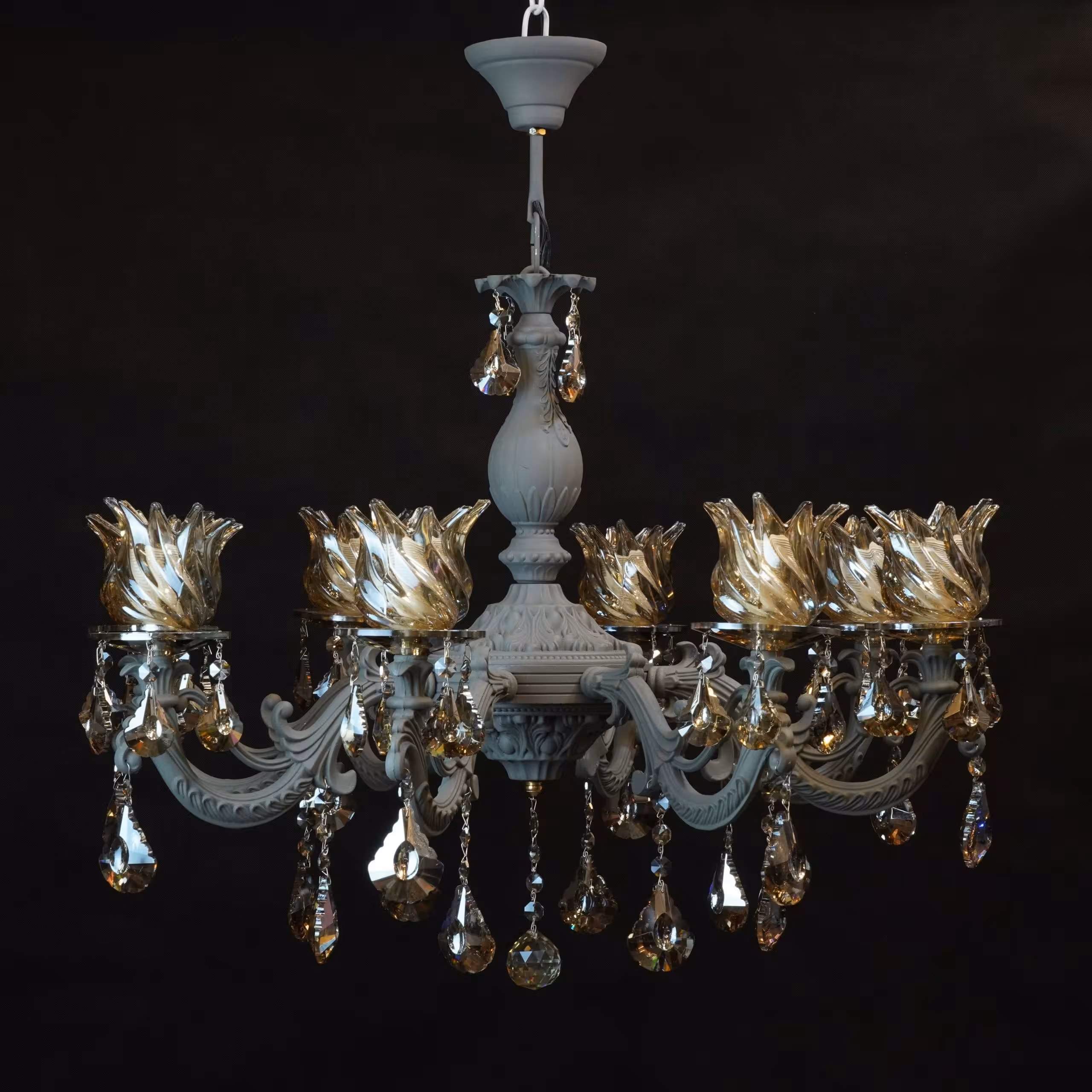 لوستر 6 شاخه کریستالی با حباب کد 100 با پنج سال گارانتی و ارسال رایگان