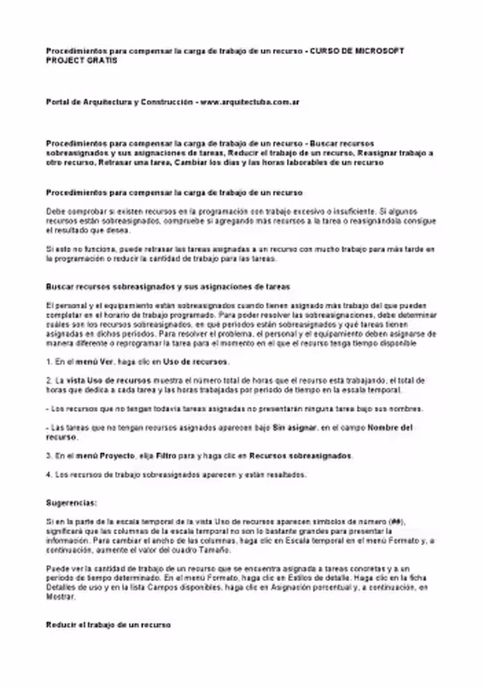 خرید و دانلود نسخه کامل کتاب Curso de Microsoft Project Gratis: Procedimientos para compensar la carga de trabajo de un recurso