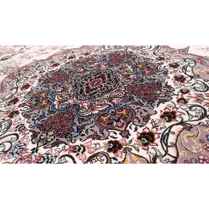 فرش ماشینی زمرد مشهد مدل CRM001 زمینه کرم