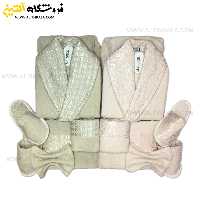 سرویس حوله عروس و داماد 12تکه یقه ابریشم برند MARIBOR