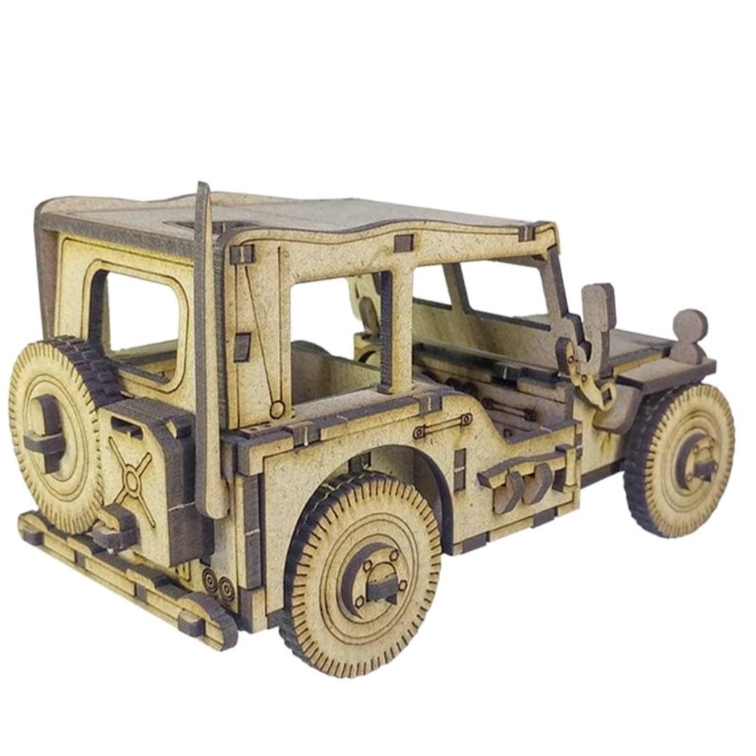 پازل چوبی سه بعدی و ماکت دکوراتیو طرح جیپ نظامی