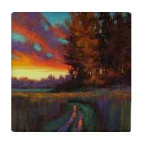  کاشی کارنیلا طرح نقاشی گندمزار و غروب خورشید کد wkk3408