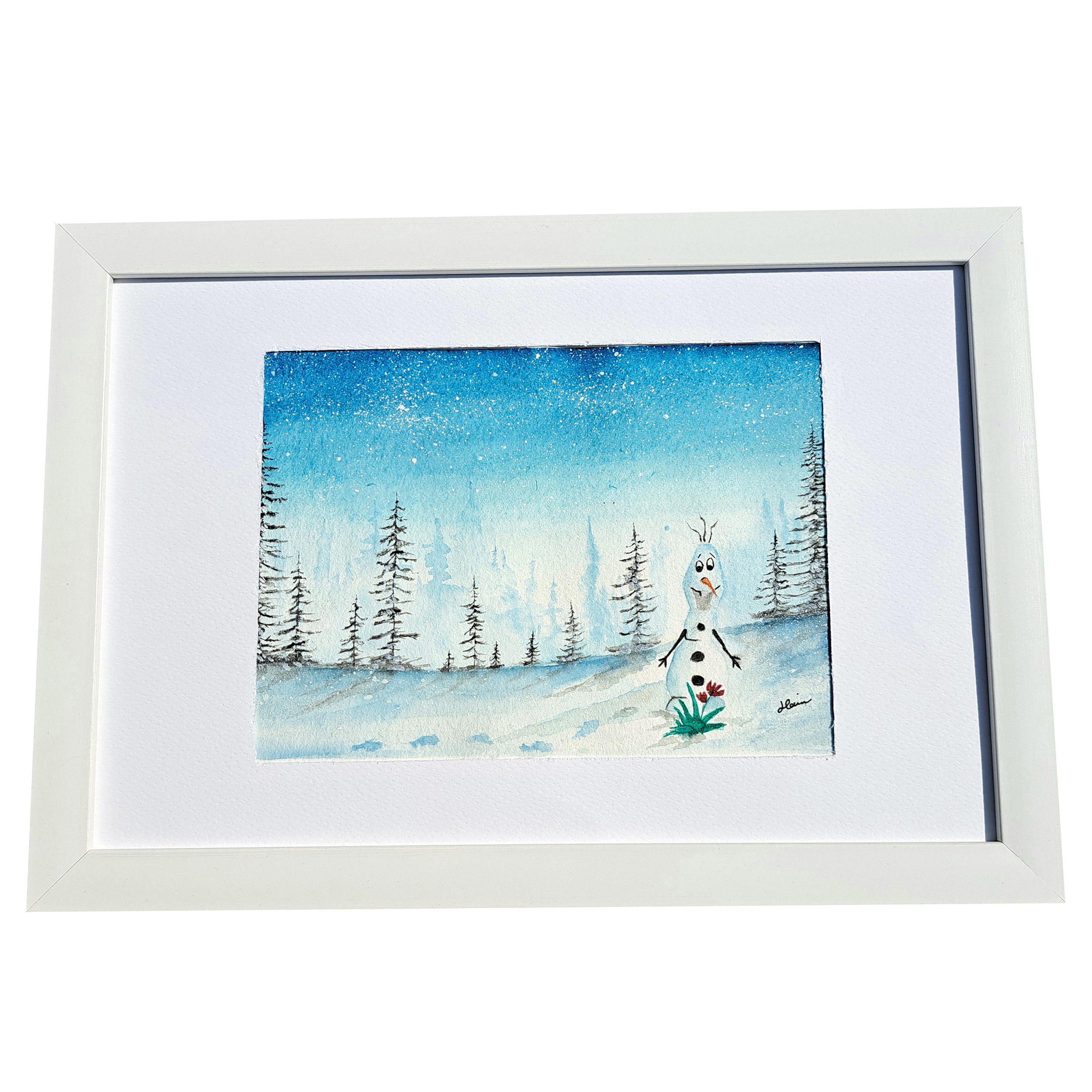 تابلو نقاشی آبرنگ طرح اولاف کد H5123