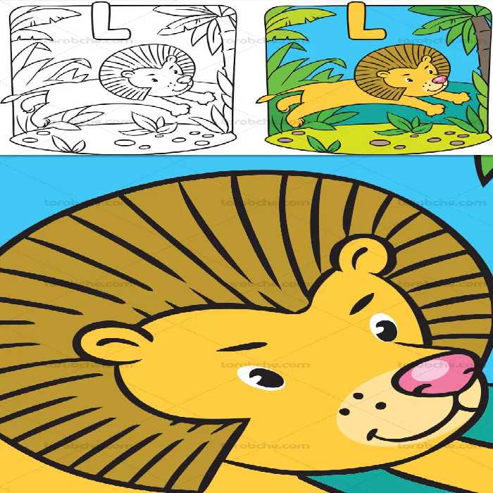 وکتور آموزش رنگ آمیزی کودک حرف L | گرافیک با طعم تربچه