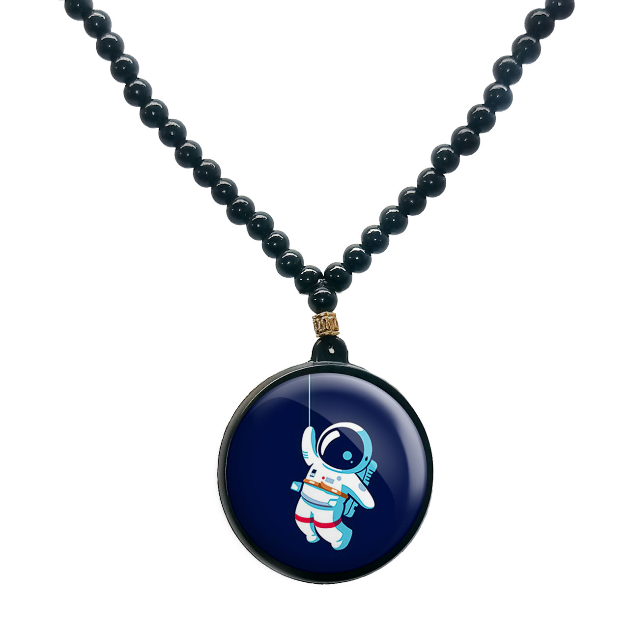 گردنبند پرمانه طرح فضانورد کد pmd.10377 مدل دو طرفه