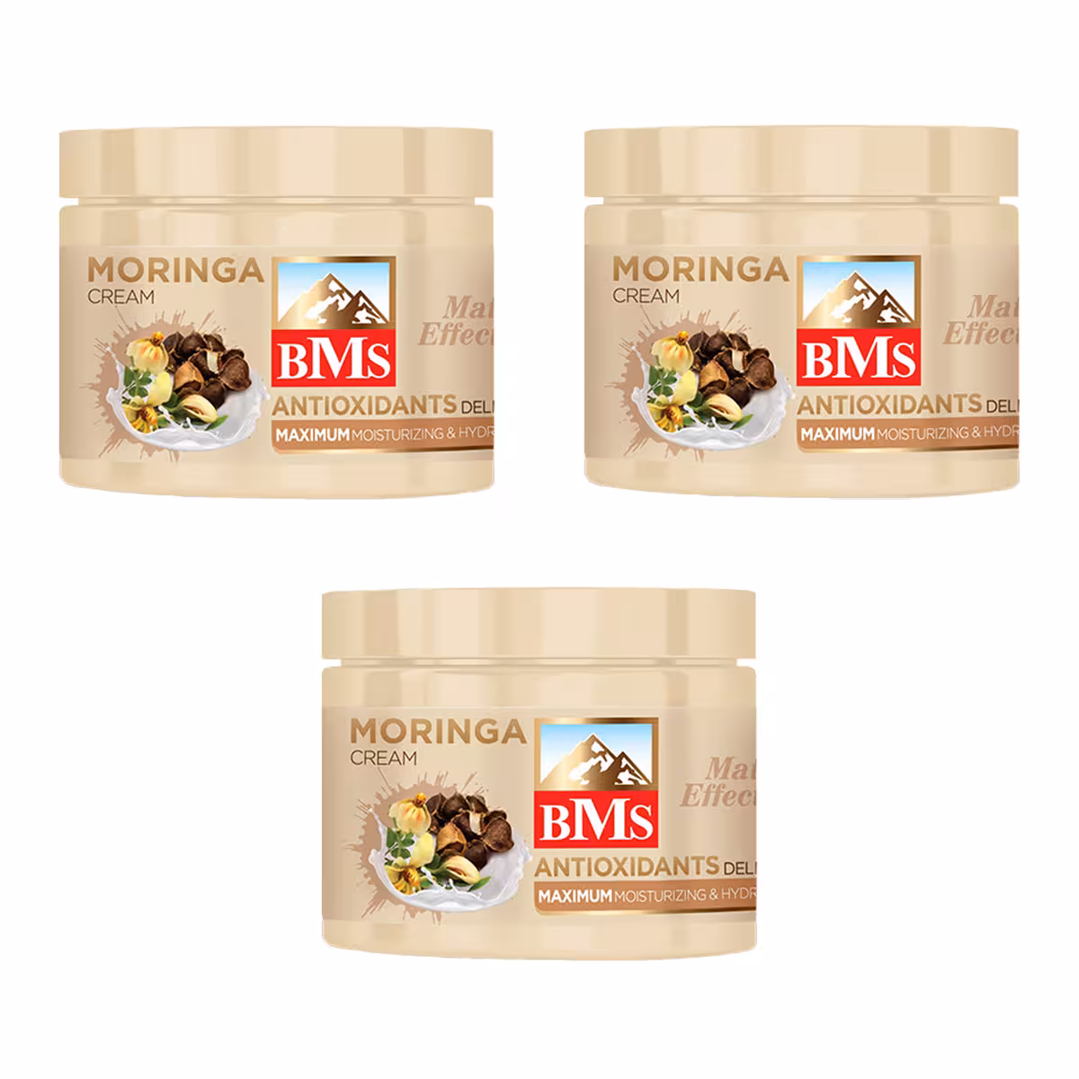 کرم مرطوب کننده بی ام اس مدل MORINGA حجم 200 میلی لیتر مجموعه 3 عددی