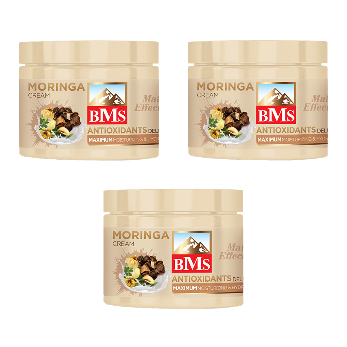 کرم مرطوب کننده بی ام اس مدل MORINGA حجم 200 میلی لیتر مجموعه 3 عددی