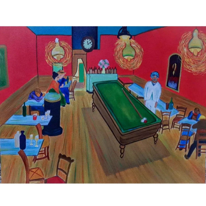 تابلونقاشی رنگ روغن طرح کافه شبانه