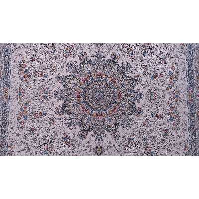 فرش ماشینی زمرد مشهد مدل 55007 زمینه کرم