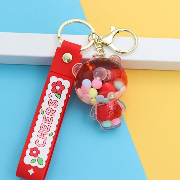 سرکلیدی شیشه ای آویز کیف آکواریومی خرس فضایی قرمز 33854