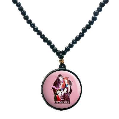 گردنبند پرمانه طرح بلک پینک کد pmd.773 مدل دو طرفه