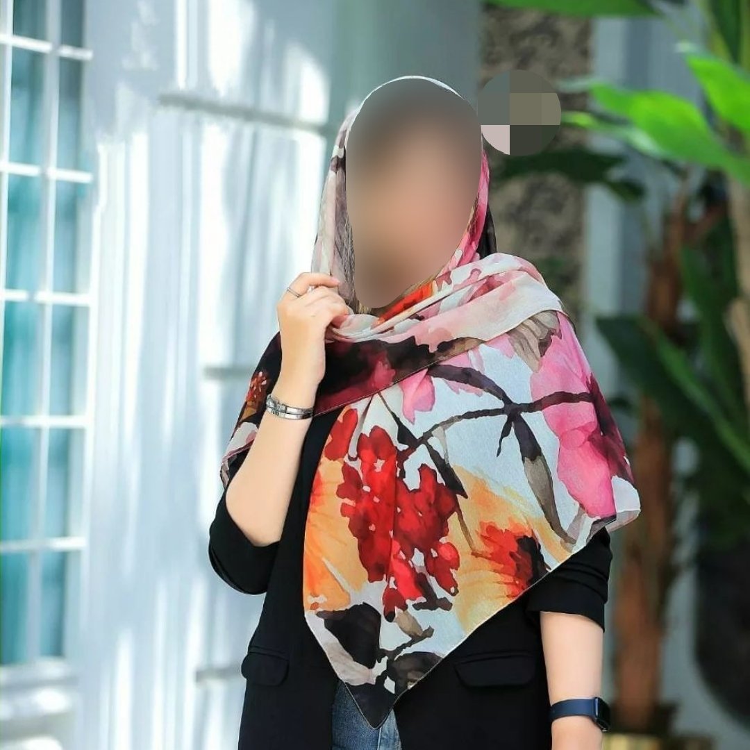 روسری نخی منگوله دار آبرنگی
